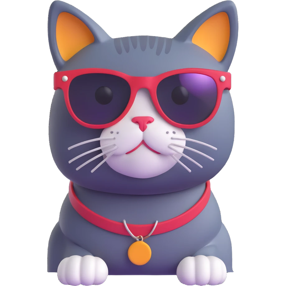 cat wearing sunglasses, vibrant and fun emoji