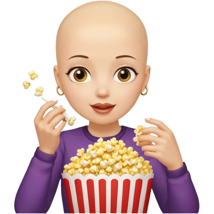 Bald girl eating popcorn emoji