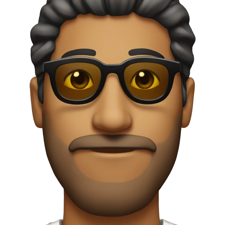 Brown man, with medium size beard, mans bun and sun glases emoji
