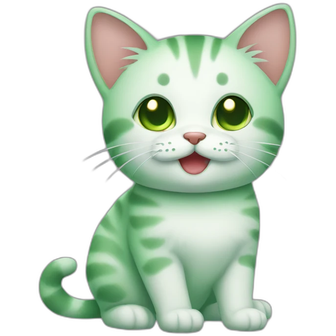 Cat green cute smile emoji