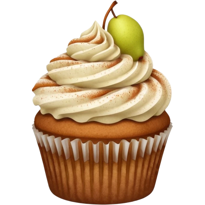 cupcake with cinnamon dusting & pear slice on top emoji