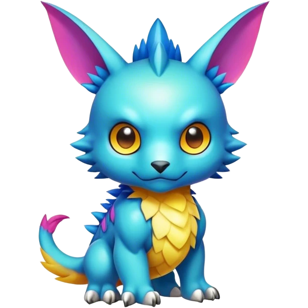 Cute cool colorful fantasy-Digimon-animal-hybrid full body emoji