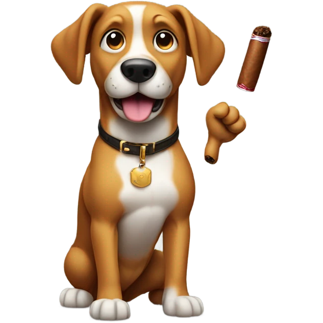 A dog flipping the middle finger while smoking a cigar emoji