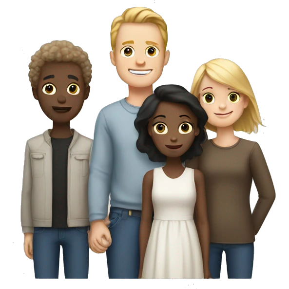 White family with one white son, one black son, one white daughter  emoji