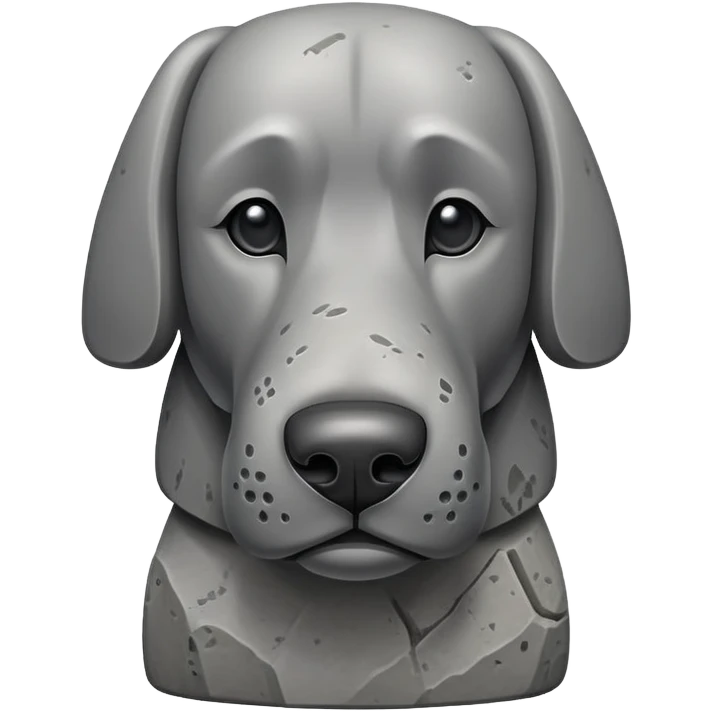 dog with a moai stone face, stone statue dog with long nose emoji