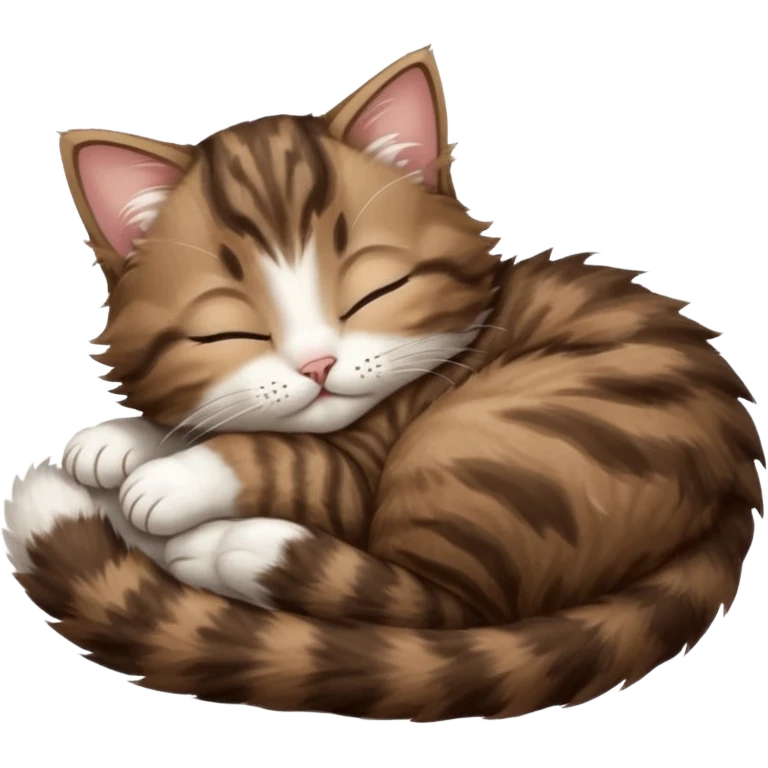 dark brown tabby and white kitten sleeping on its back emoji