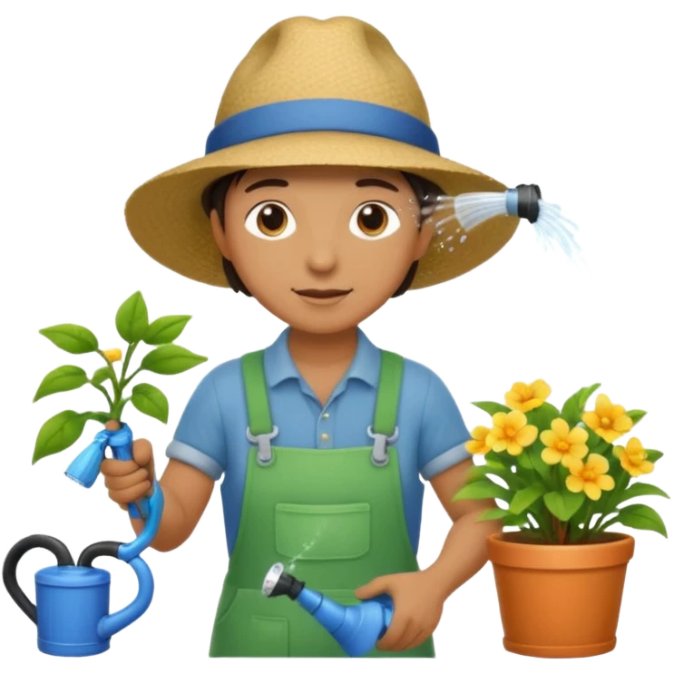 gardener watering with a hose emoji