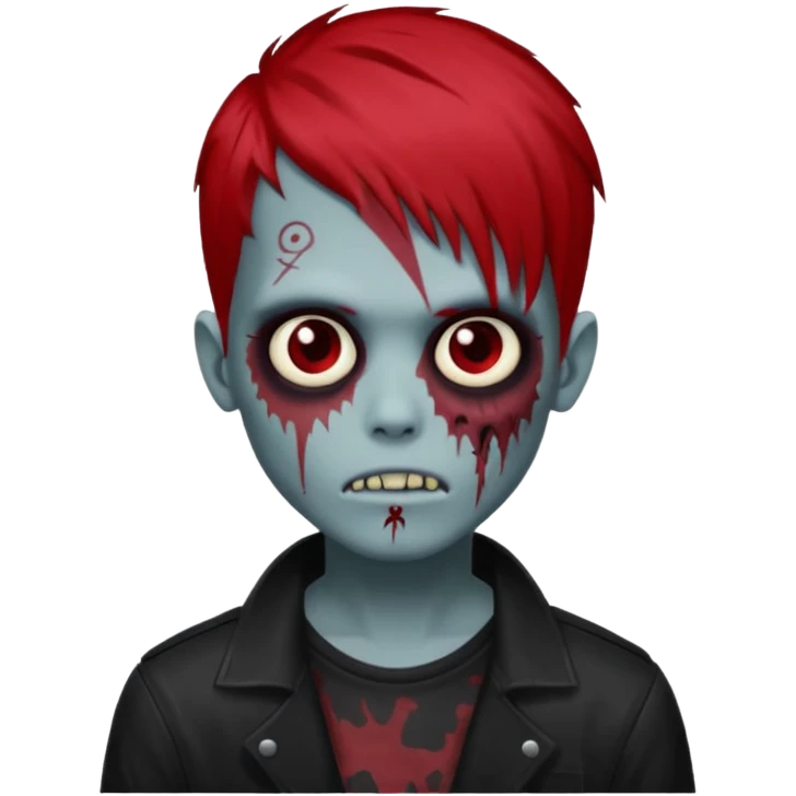 zombie boy emo medium largue hair red  emoji