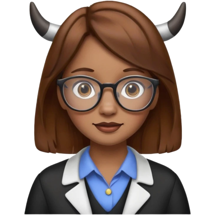 Girl Cow with brown hair and glasses emoji