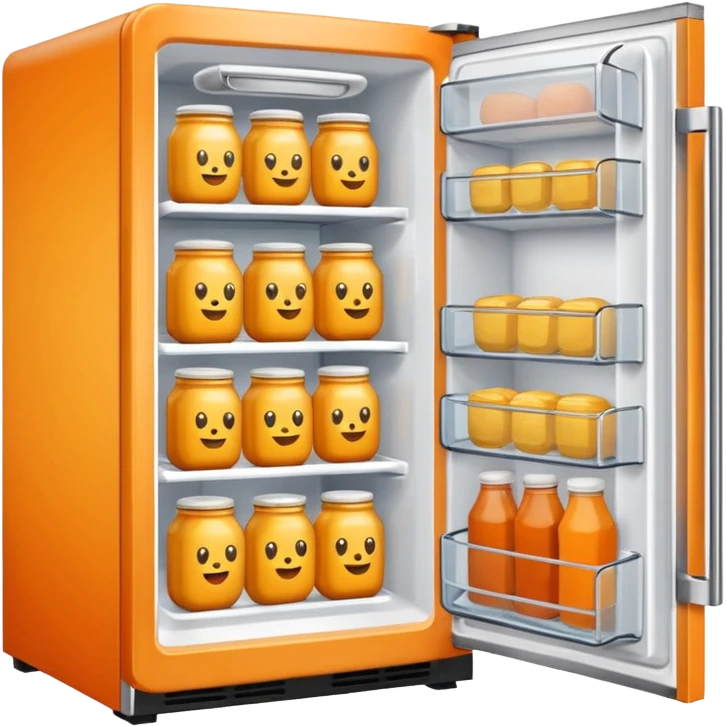 Hi refrigerator ! 
light orange color 
emoji size: 192*192
inside: full of ingridents emoji