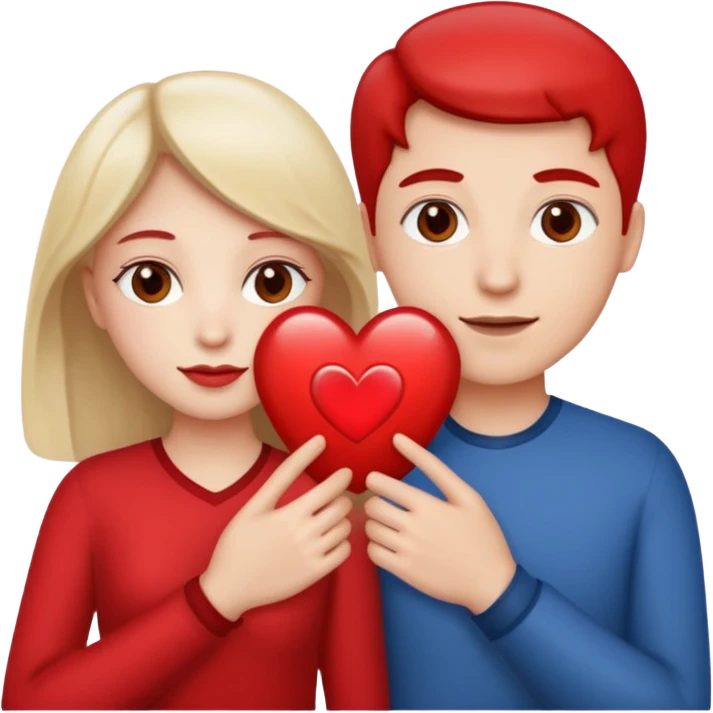Two people holding half a heart up emoji