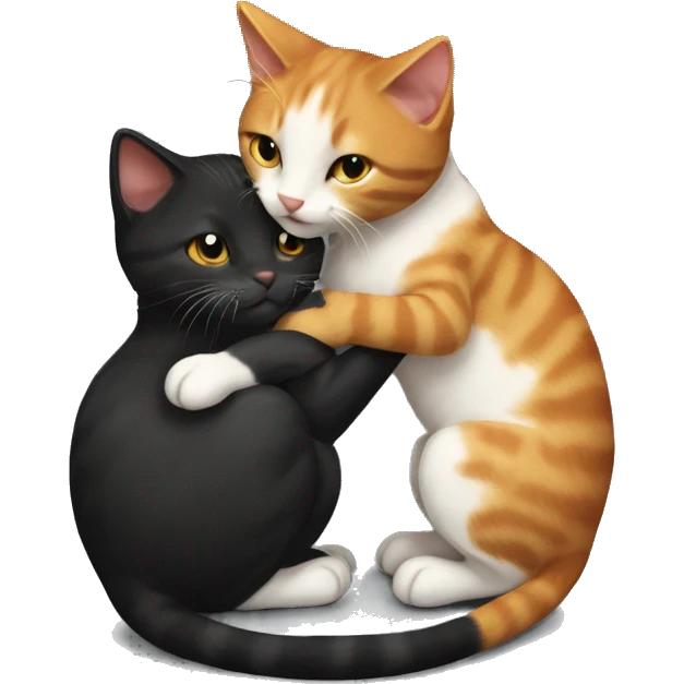 Black and ginger kitty touch each other with nouse  emoji