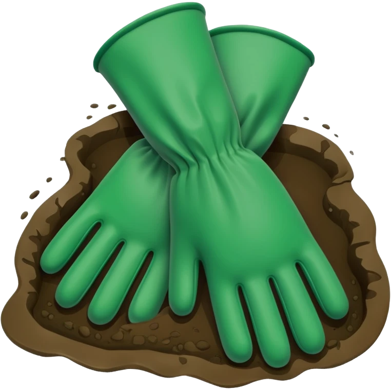 green gloves gardening with mud emoji