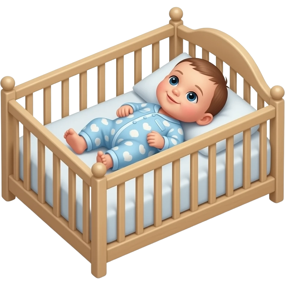 Quiero a un bebé acostado con pijama en la cuna emoji