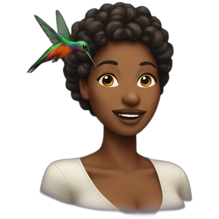 Black women with humming bird emoji