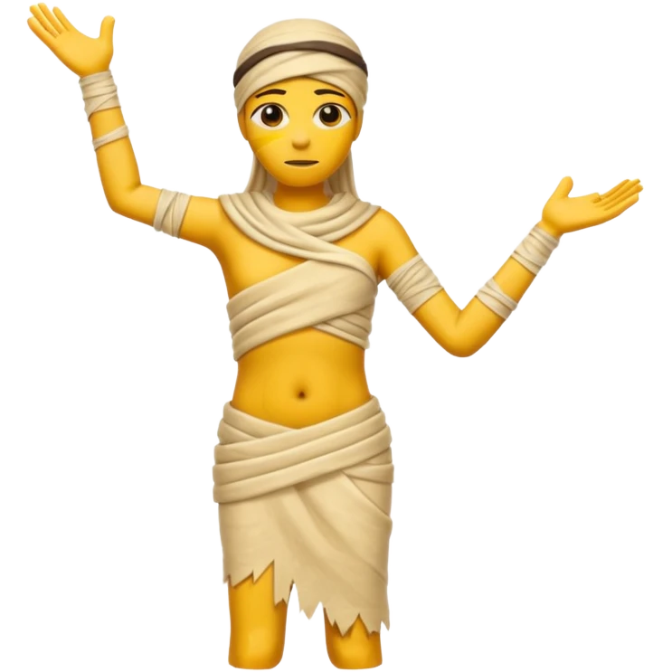 mummy Human figure wrapped in yellowed bandages, one arm stretched forward.
 emoji