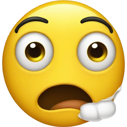 Extremely wide-eyed, flabbergasted emoji with their jaw dropped in cartoon-like exaggeration, in original yellow face emoji style emoji