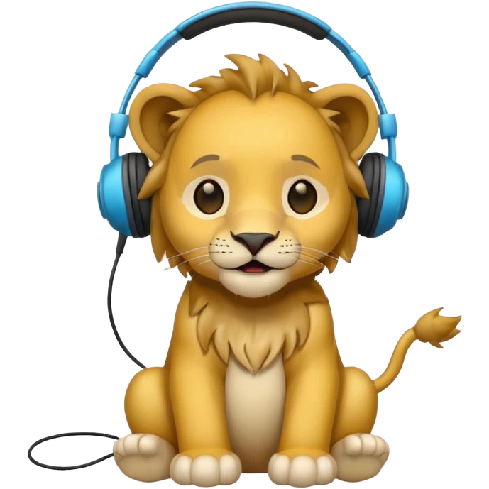 baby lion with headphone emoji