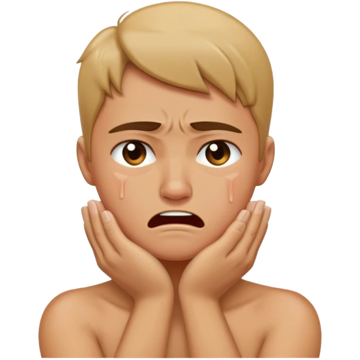 Person with arms crossed around neck crying/angry emoji