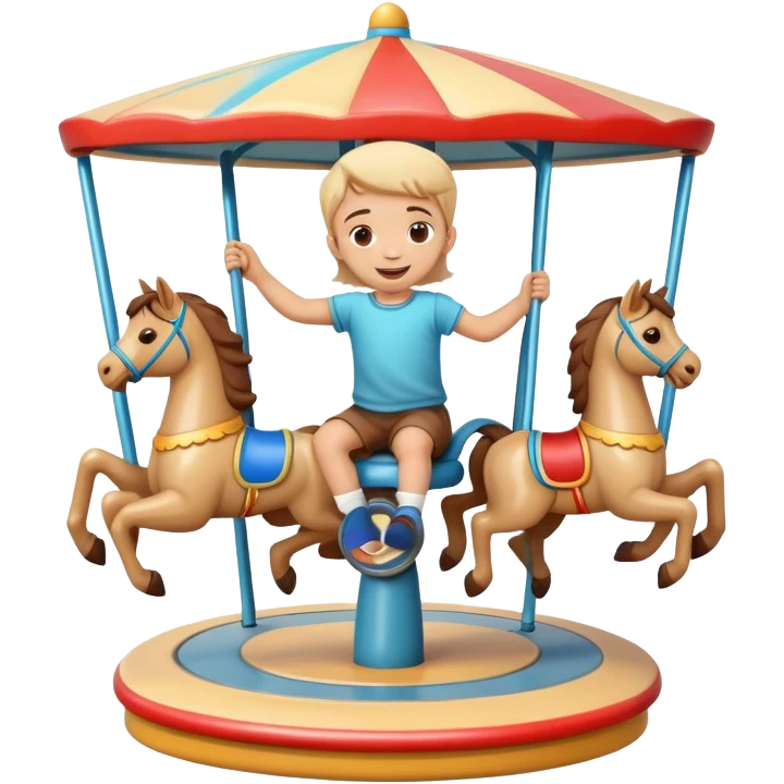 child spinning on a playground merry-go-round, cheerful and playful emoji