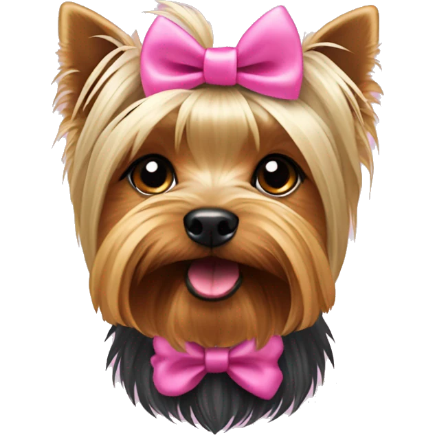 Yorkshire terrier dog with a pink bow emoji