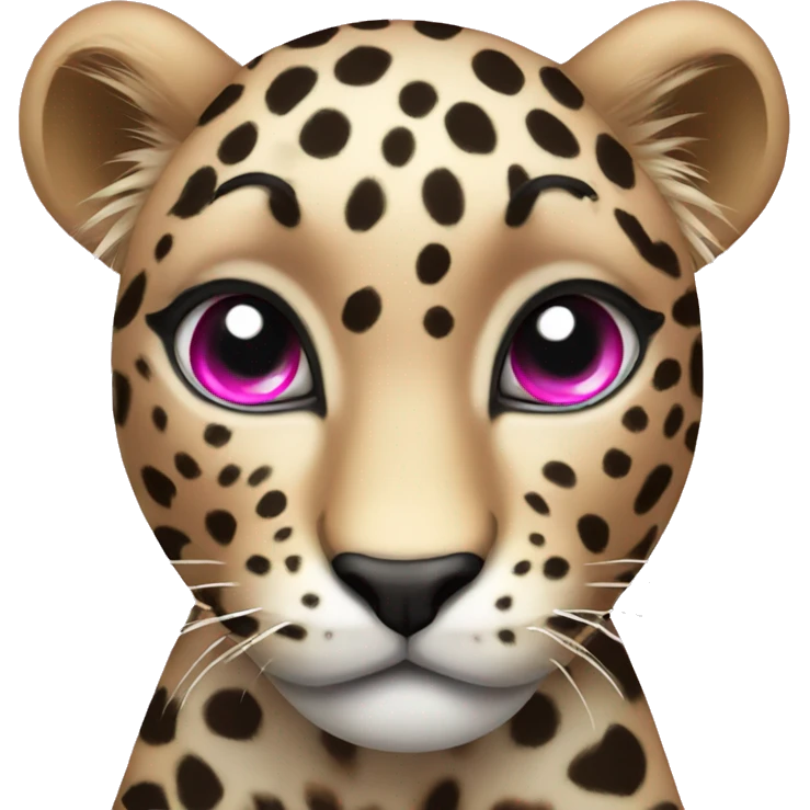 leopard with pink bow and pink eyes emoji