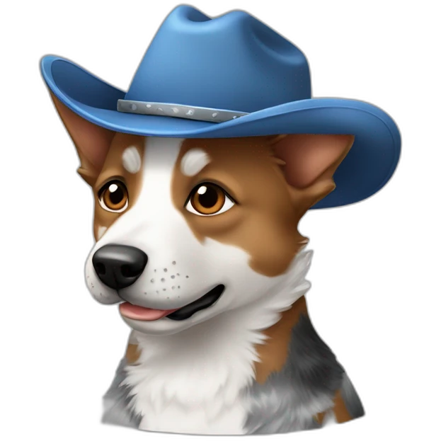 Blue heeler catle dog whith cap cowboy emoji