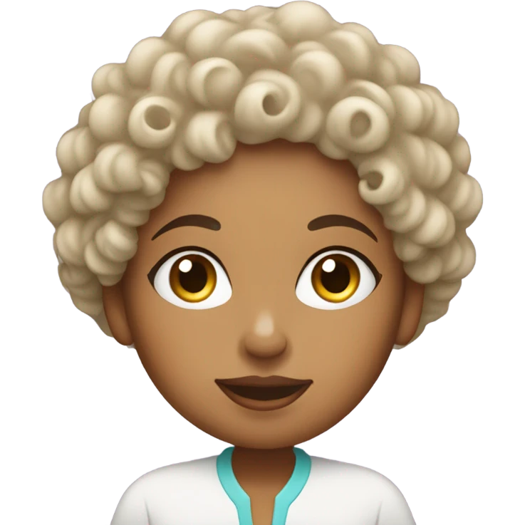 Curly haired woman applying face cream  emoji