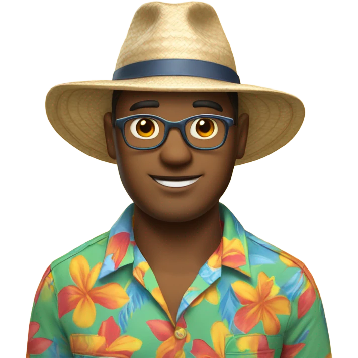 truman burbank with beach shirt and hat emoji