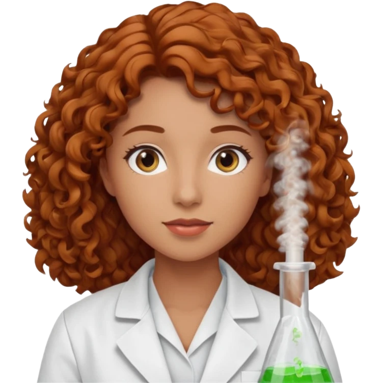 young women pharmacist studying science, curly hair emoji