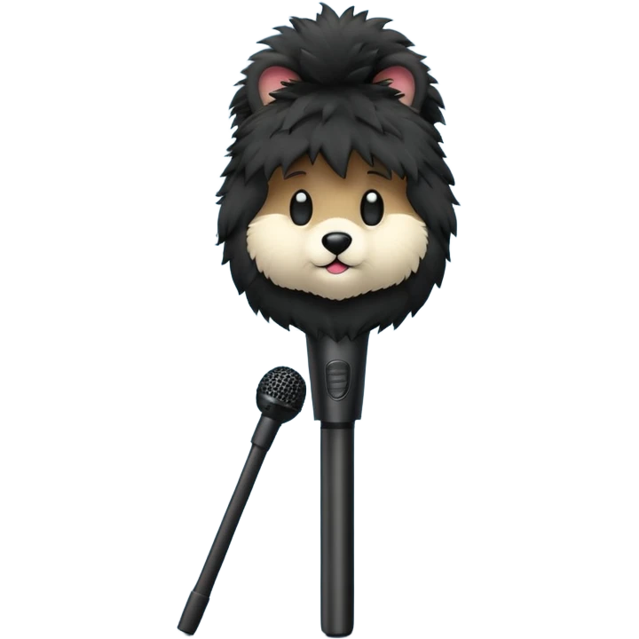 boom fluffy microphone with stick emoji