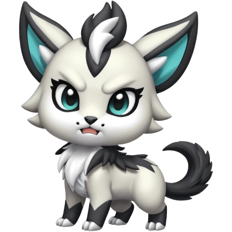 Animalistic kawaii chibi feral angry mongral Meloetta-Absol-Zekrom-Gatomon-Pteromon-hybrid emoji