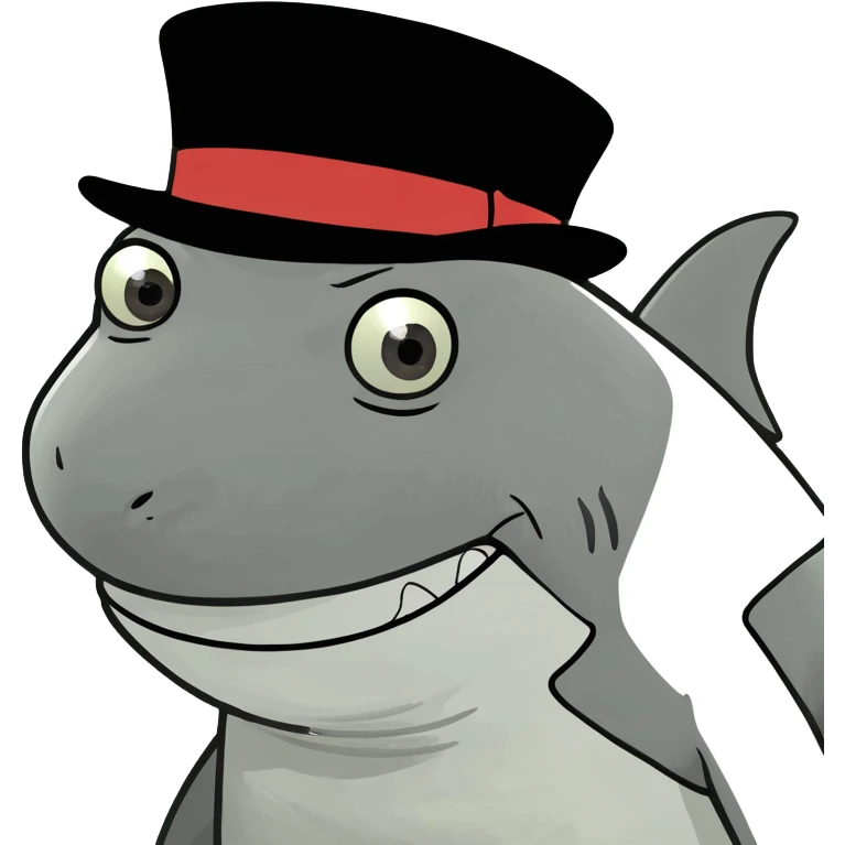 Shark with a top hat emoji