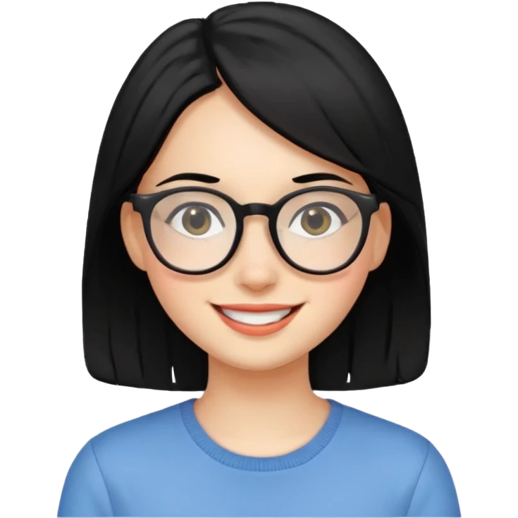 girl black hair and glasses emoji
