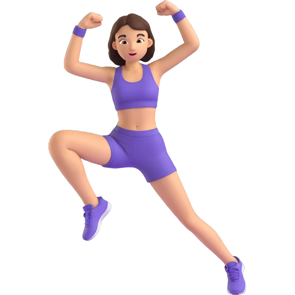 sexy girl, 3D, sporty style, athletic wear, energetic stance emoji