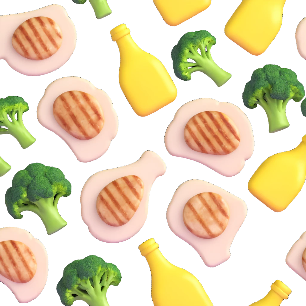 single keto meal: grilled chicken breast with broccoli and olive oil emoji