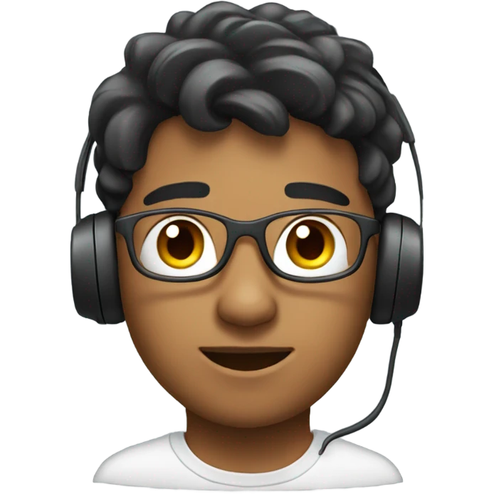 A young man wearing a headset on his ear. emoji