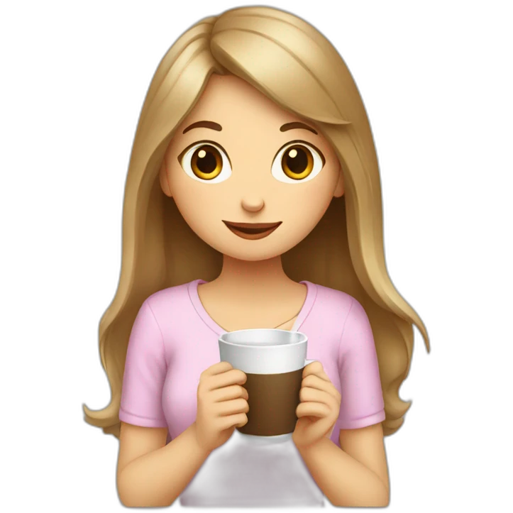 Girl bunny drinking coffee emoji