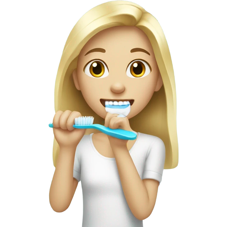Blond girl brush teeth  emoji