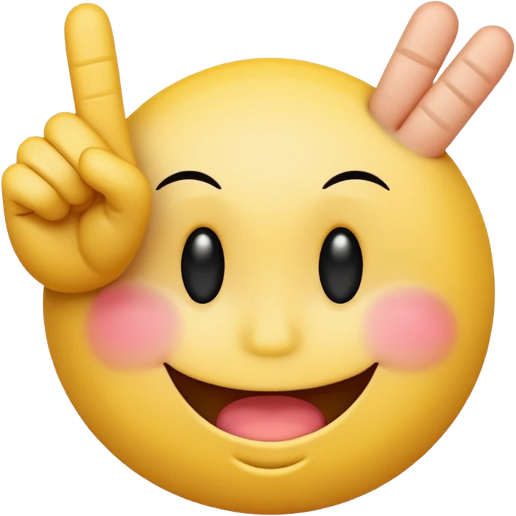 blushing smiley face emoji with a middle finger in the bottom right corner emoji