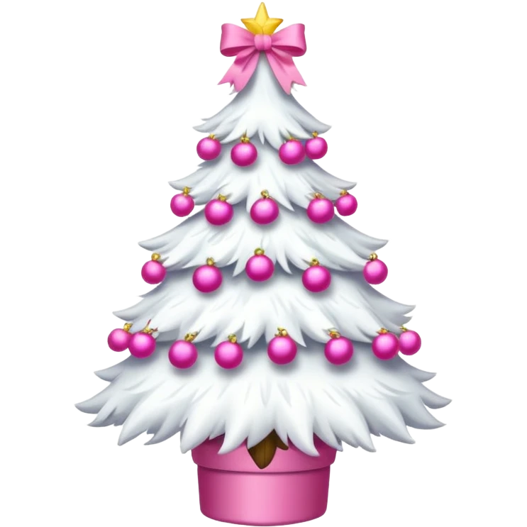 WHITE CHRISTMAS TREE WITH PINK BOWS emoji