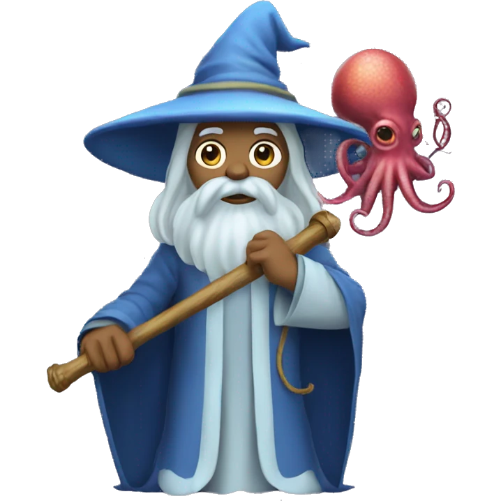 Wizard with an octopus head and staff emoji