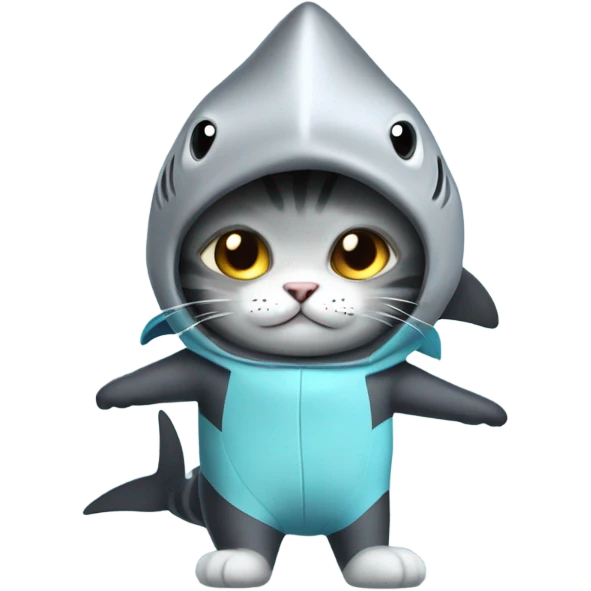 Cat wearing a shark costume emoji