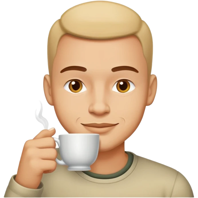 Man sipping tea with a smirk  emoji