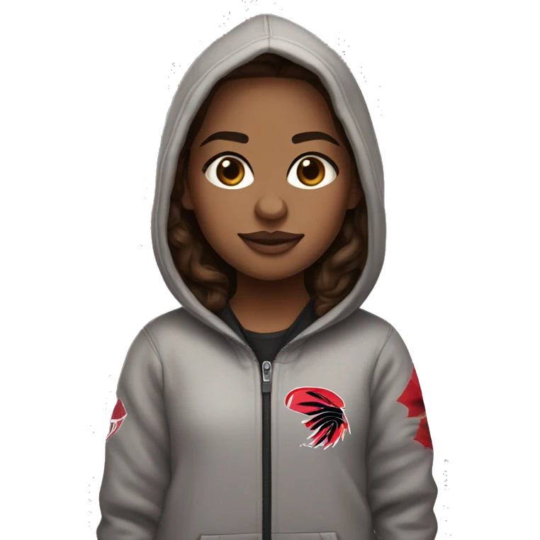 Girl with brown hair, hazel eyes brae and a toronto raptors hoodie emoji