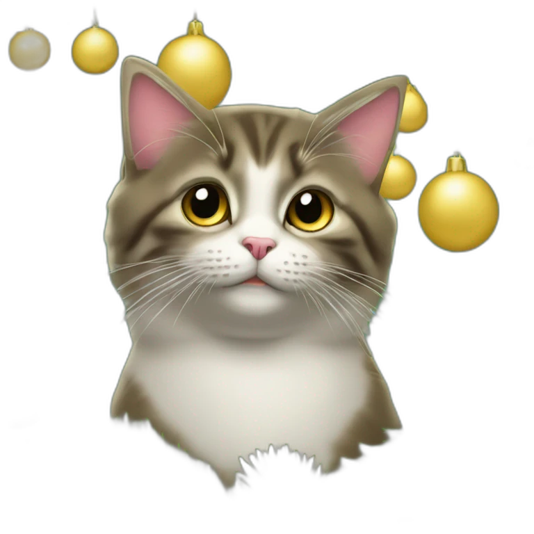 chat décore sapin de noël emoji