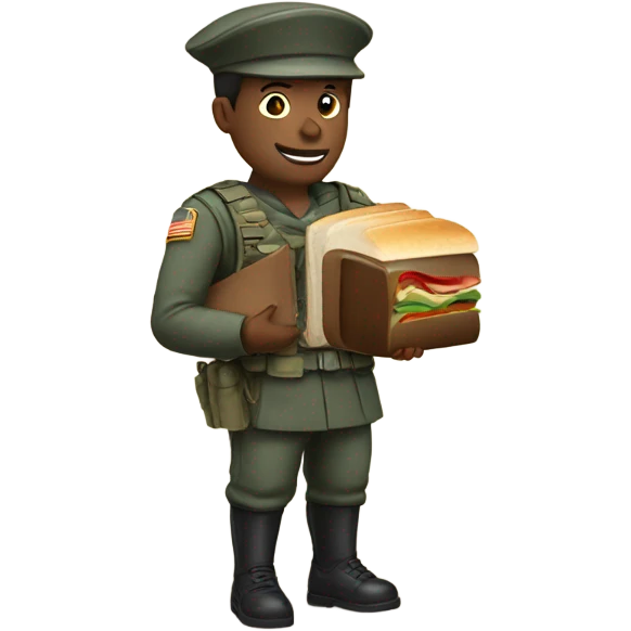Soldier holding a bible and sandwich in each hand  emoji
