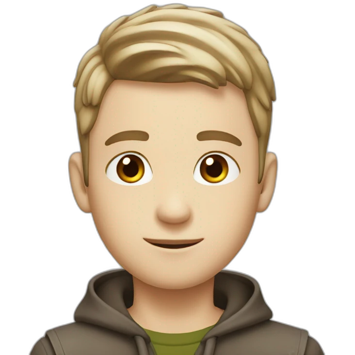 White boy with glass brown and short haircut ￼ emoji