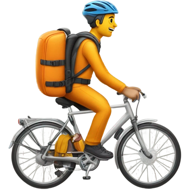 orangener Lieferando fahrradfahrer mit gelben rucksack emoji