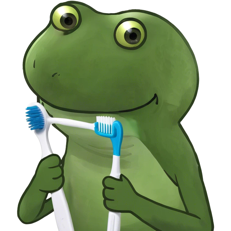 Frog holding a toothbrush emoji